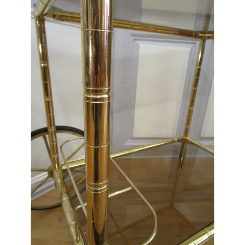 Rolling bar or gilded brass serving table - 1970s
