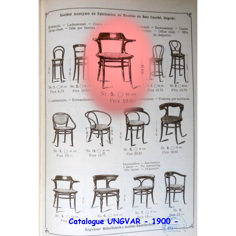 Cadeira de escritório Vintage bentwood por Ungvar, 1895