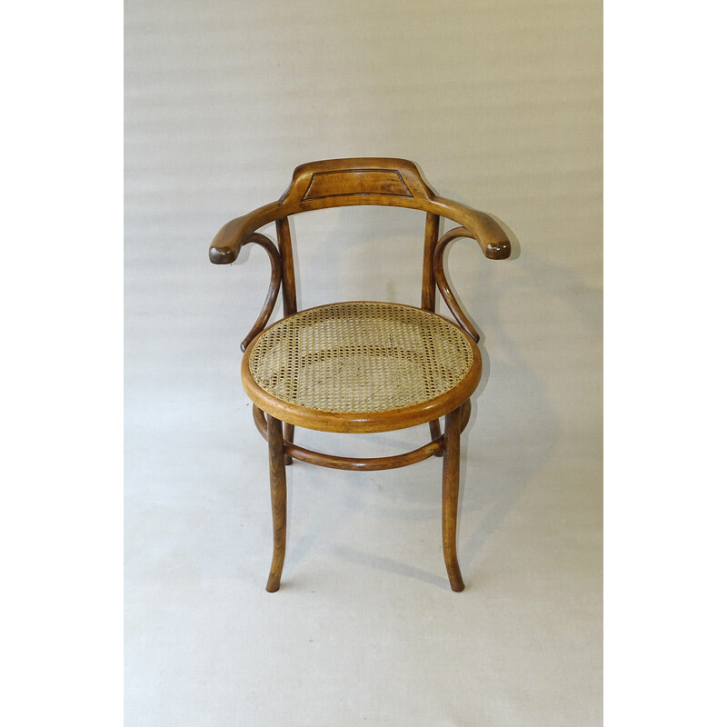 Fauteuil de bureau bistrot vintage en bois courbé par Ungvar, 1895