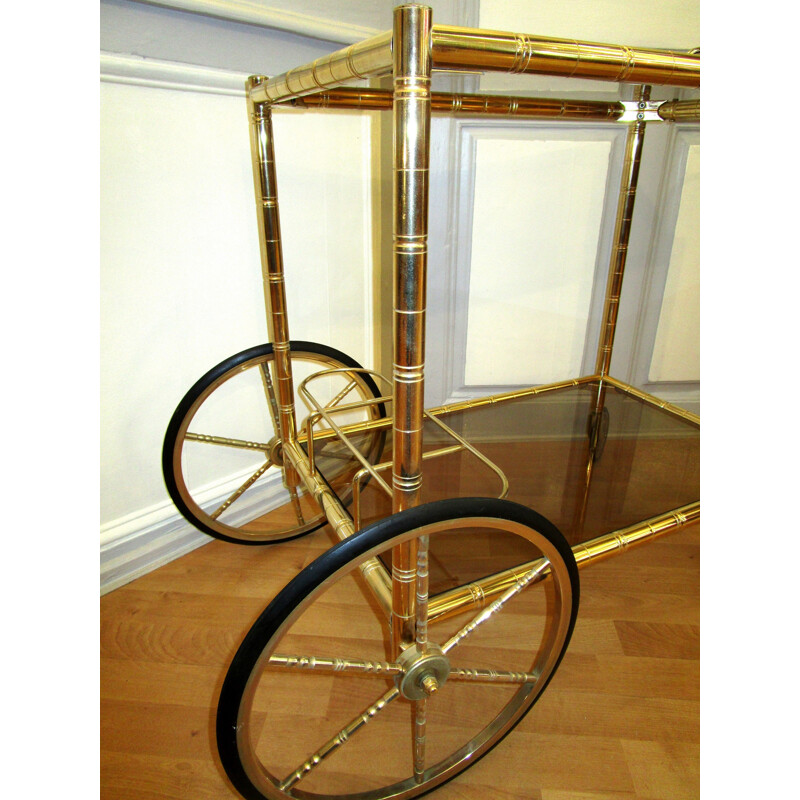 Rolling bar or gilded brass serving table - 1970s