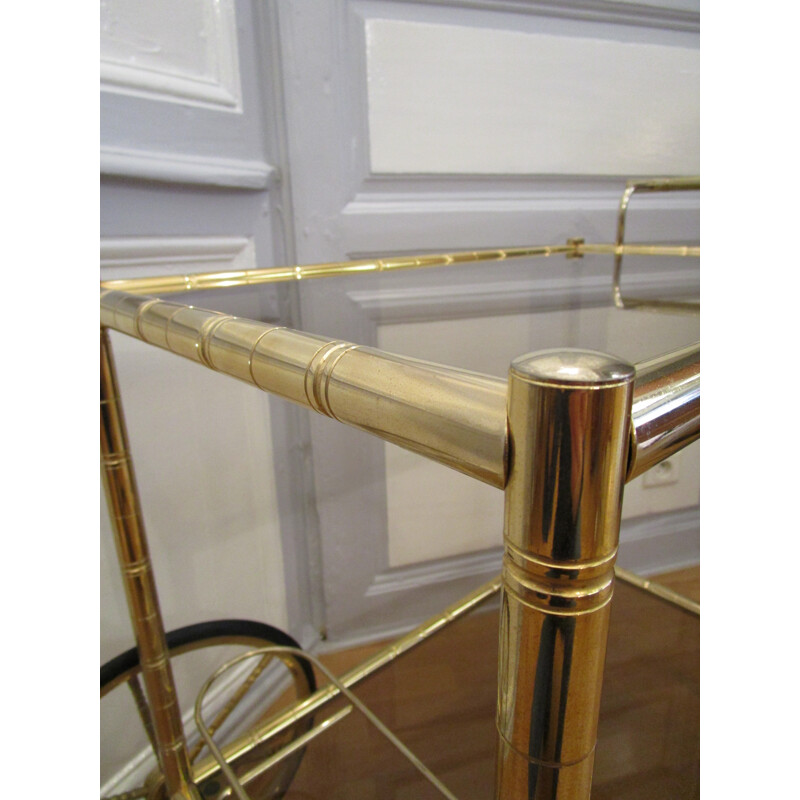 Rolling bar or gilded brass serving table - 1970s