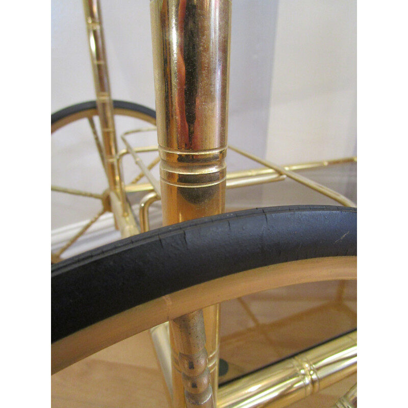 Rolling bar or gilded brass serving table - 1970s