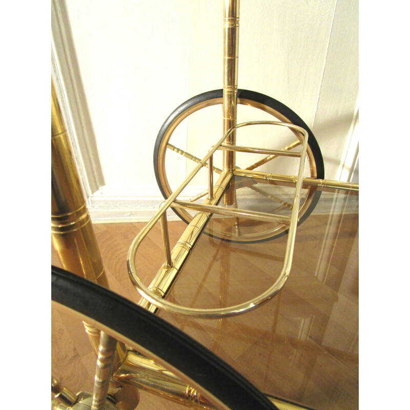 Rolling bar or gilded brass serving table - 1970s