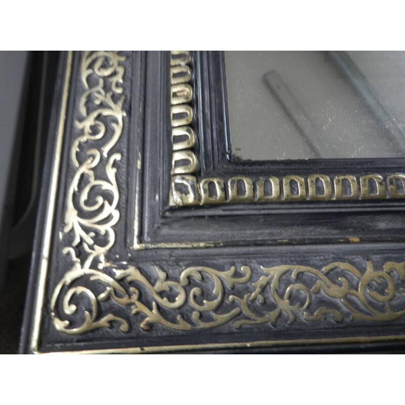 Vintage black and gold wood mirror