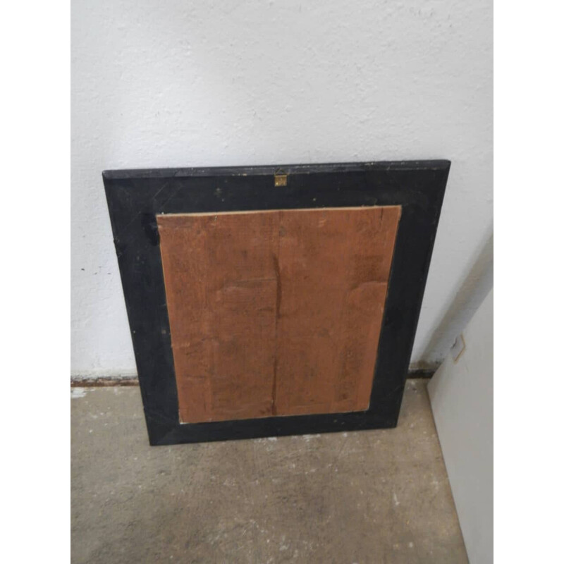 Vintage black and gold wood mirror