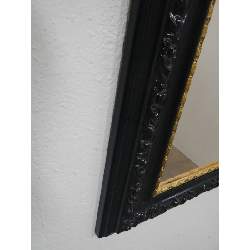 Vintage black and gold wood mirror