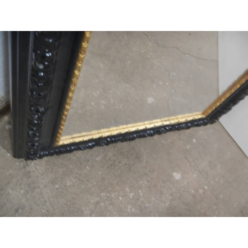 Vintage black and gold wood mirror