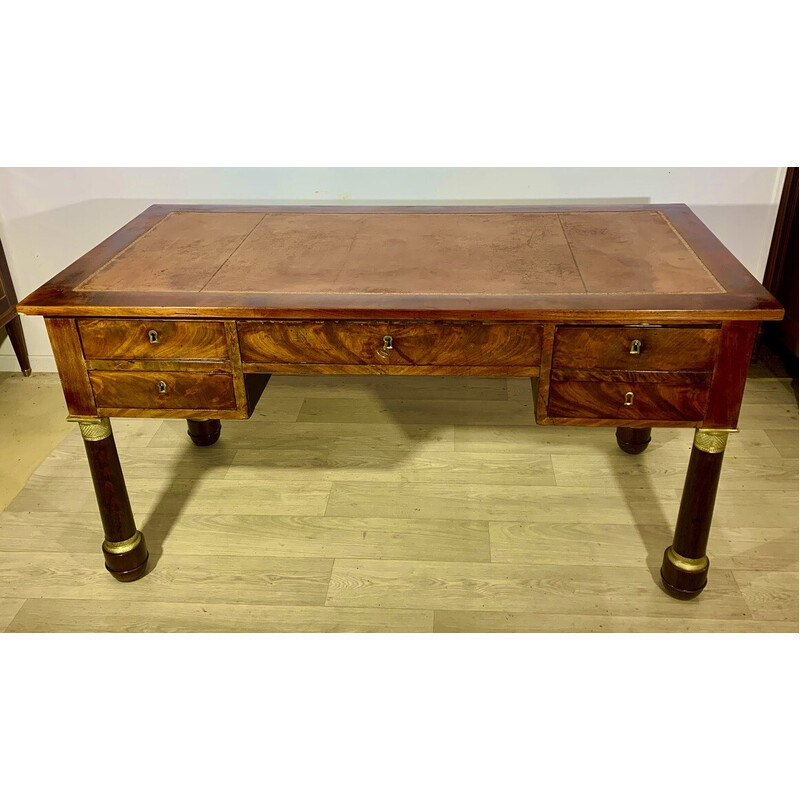 Vintage mahogany and gilt bronze desk, 1930