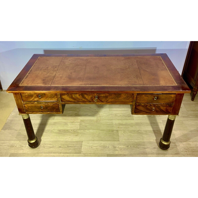 Vintage mahogany and gilt bronze desk, 1930