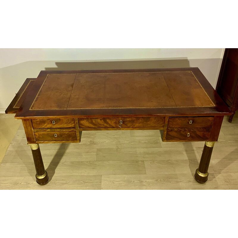 Vintage mahogany and gilt bronze desk, 1930