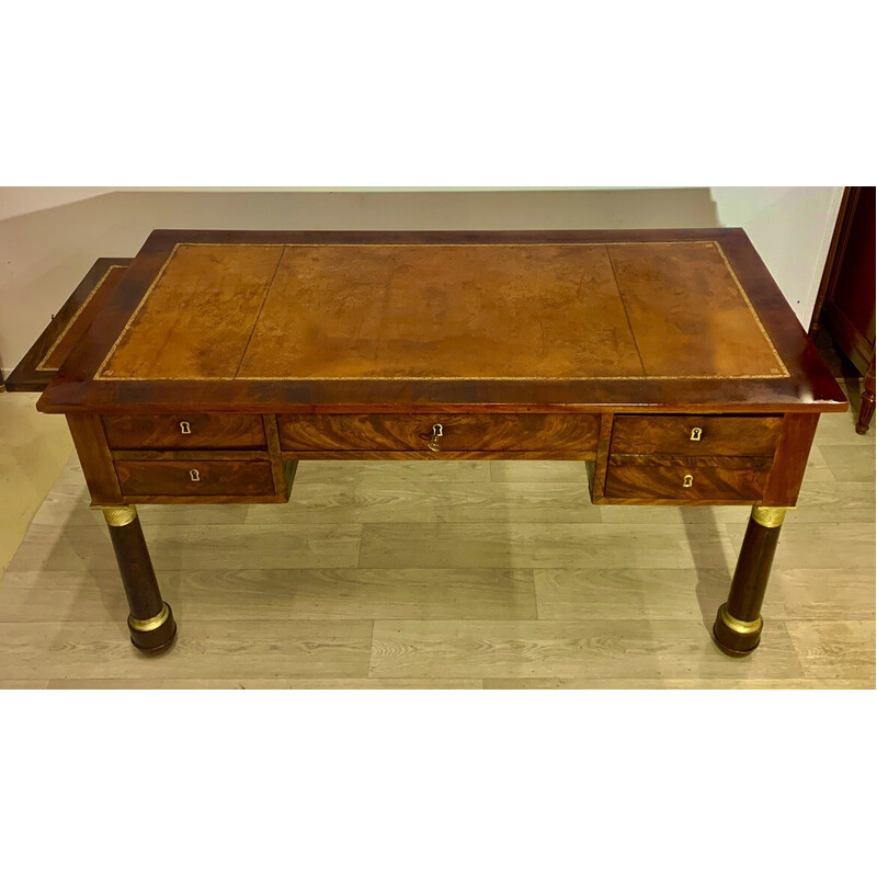 Vintage mahogany and gilt bronze desk, 1930