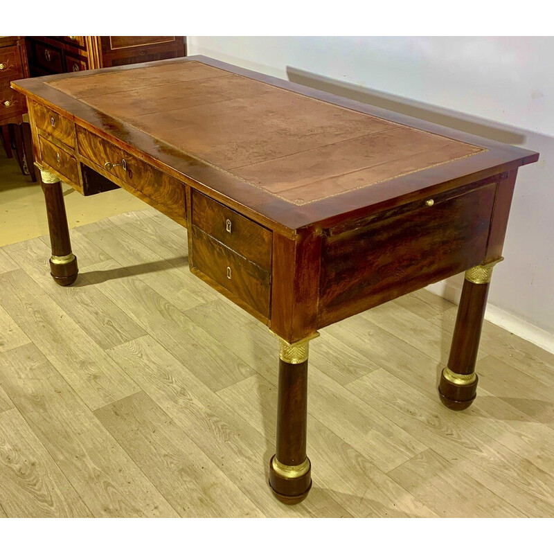 Vintage mahogany and gilt bronze desk, 1930