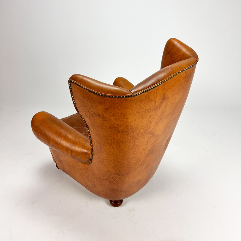 Vintage leather club armchair, 1970s