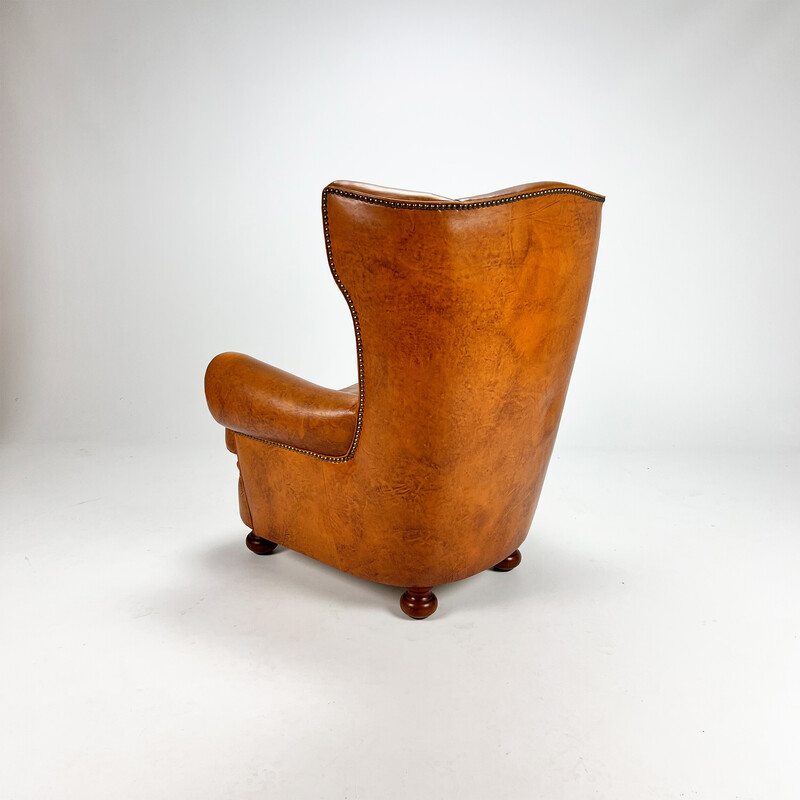 Vintage leather club armchair, 1970s