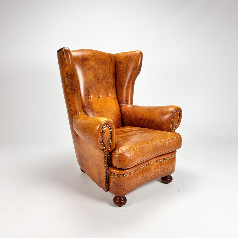 Club-Sessel aus Leder, 1970er Jahre