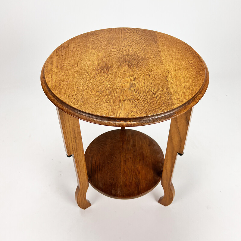 Table d'appoint vintage néerlandaise en chêne de l'école d'Amsterdam, 1930