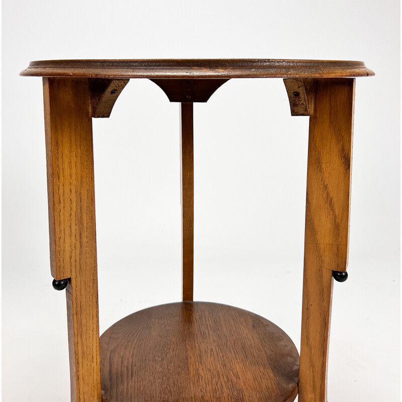 Dutch vintage Amsterdam school oakwood side table, 1930s