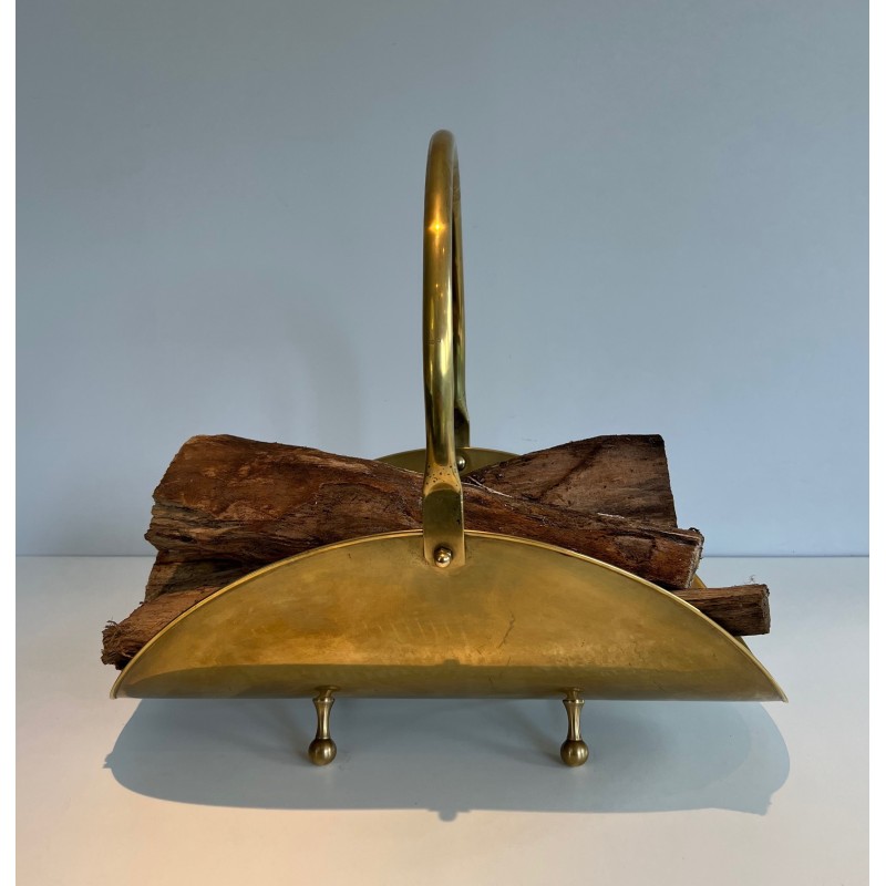 Vintage brass log holder, 1970