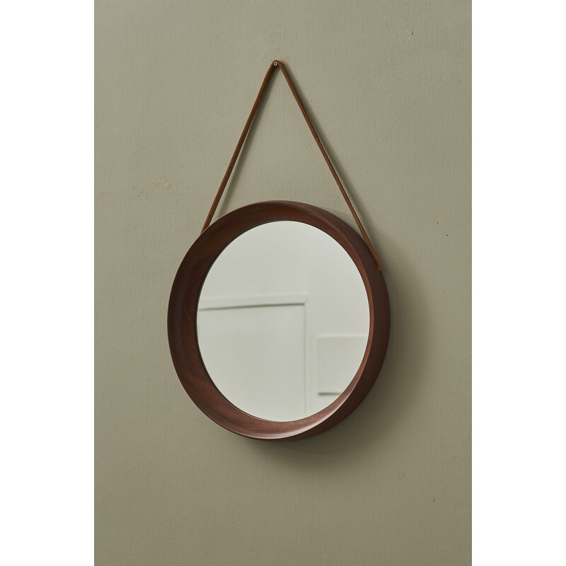 Vintage round mirror by Pedersen and Hansen, Denmark 1960s
