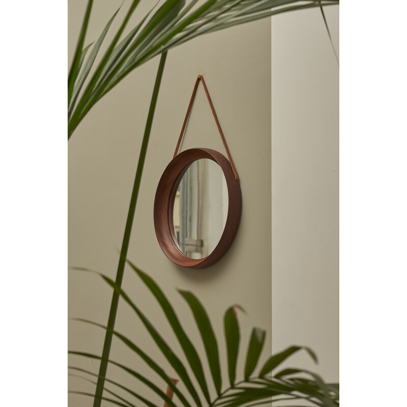 Vintage round mirror by Pedersen and Hansen, Denmark 1960s