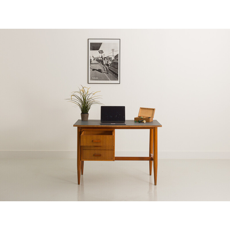 Scandinavian vintage desk with grey laminate top, 1960