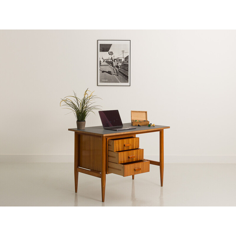 Scandinavian vintage desk with grey laminate top, 1960