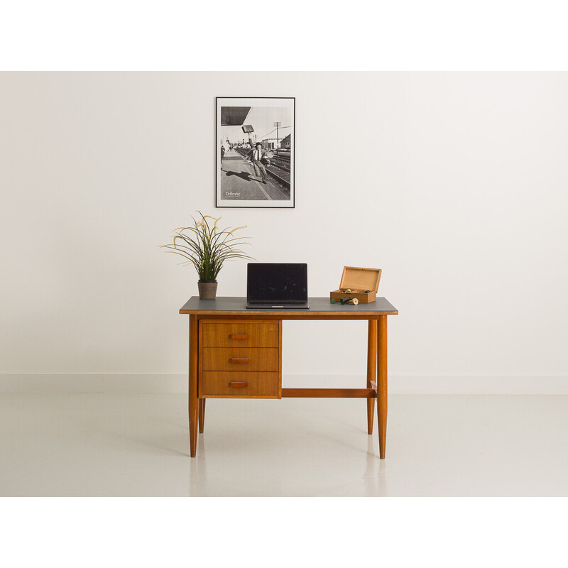 Mesa de vintage escandinava com topo laminado cinzento, 1960