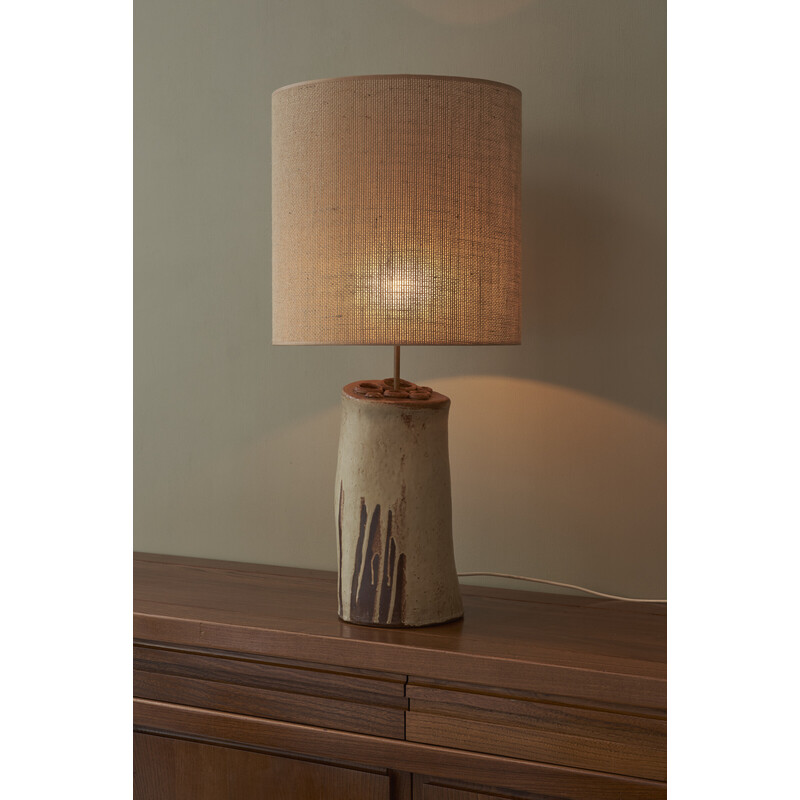 Danish vintage table lamp in handmade ceramics, 1970s