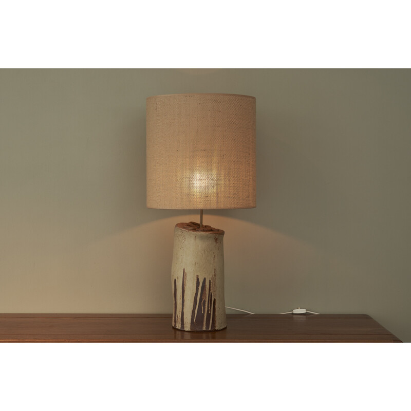 Danish vintage table lamp in handmade ceramics, 1970s