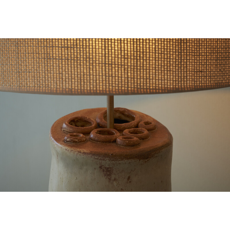 Lampada da tavolo danese vintage in ceramica fatta a mano, anni '70