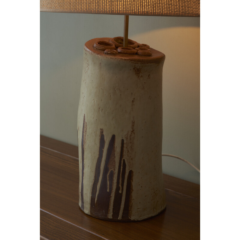 Lámpara de sobremesa vintage danesa en cerámica hecha a mano, años 70