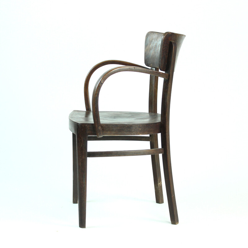 Cadeirão de escritório Vintage em carvalho por Thonet, Checoslováquia 1930