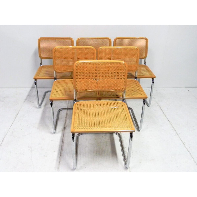 Set of 6 chairs by Marcel Breuer produced by Cesca - 1980s