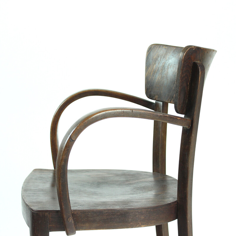 Vintage office armchair in oakwood by Thonet, Czechoslovakia 1930s