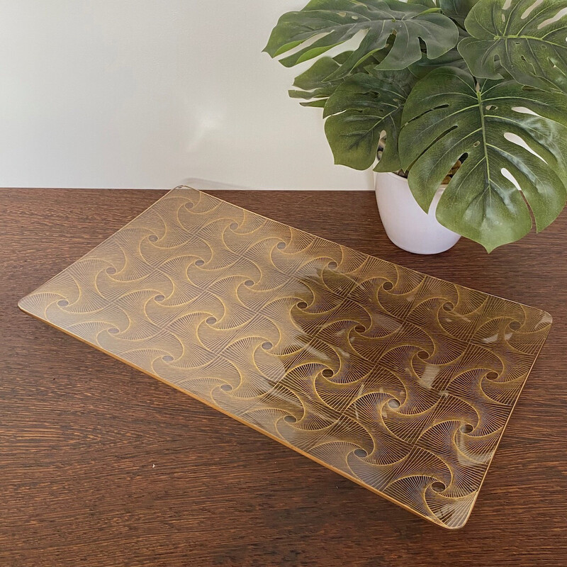 Vintage glass serving tray, 1960s