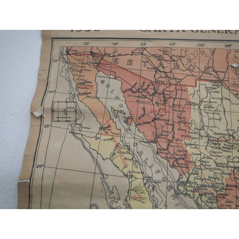 Mappa d'epoca del Messico di Ediziones Mundiales