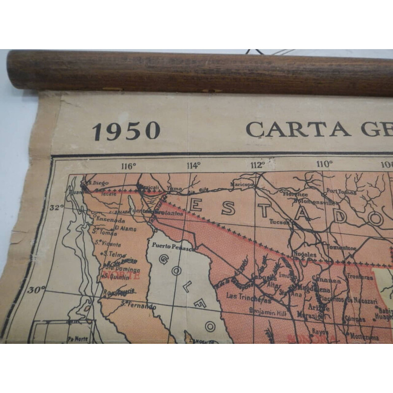 Carte du Mexique vintage par Ediziones Mundiales