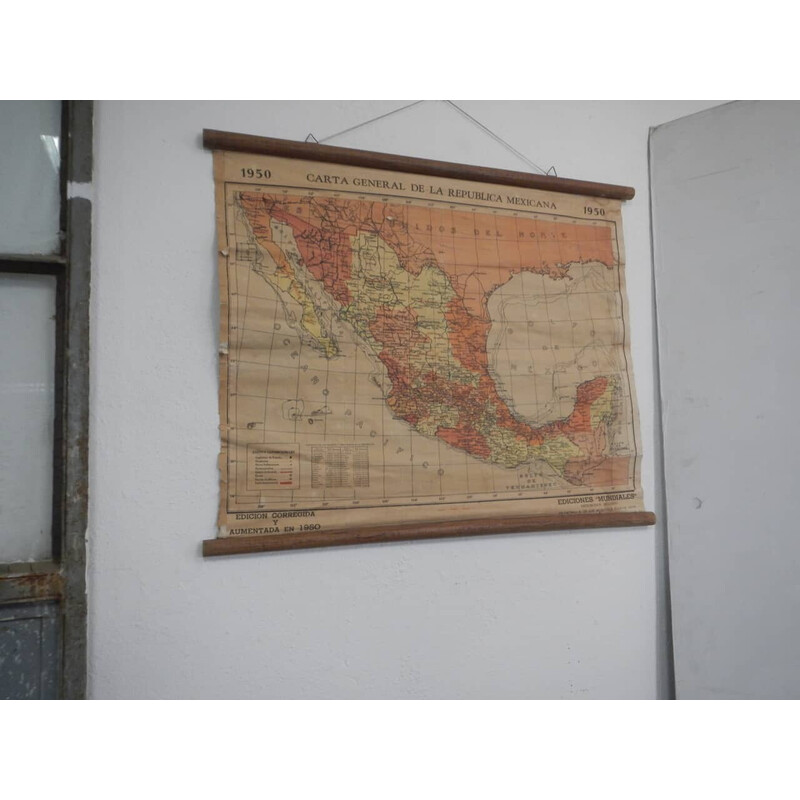 Carte du Mexique vintage par Ediziones Mundiales