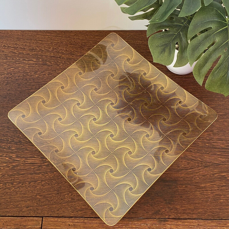 Vintage glass serving tray, 1960