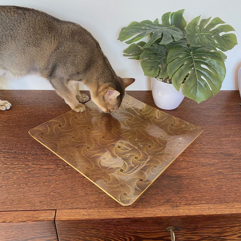 Vintage glass serving tray, 1960