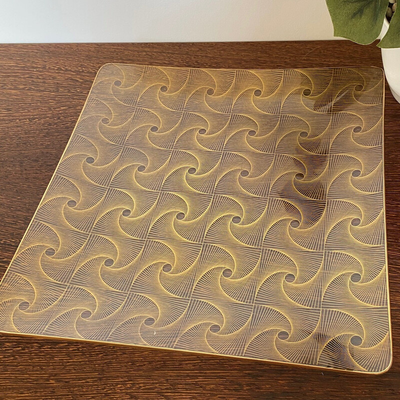 Vintage glass serving tray, 1960