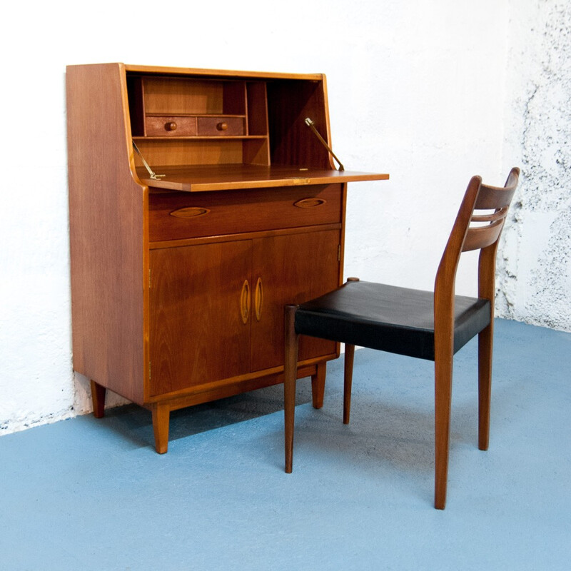 Scandinavian vintage writing desk with storage compartments - 1950s