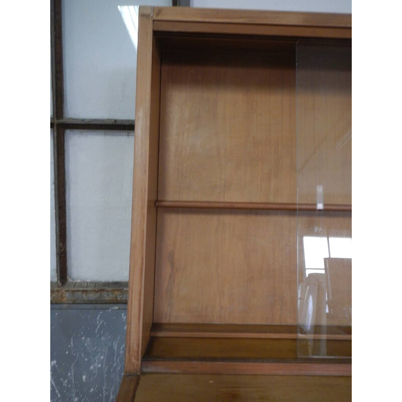 Vintage Spruce and compressed wood display cabinet