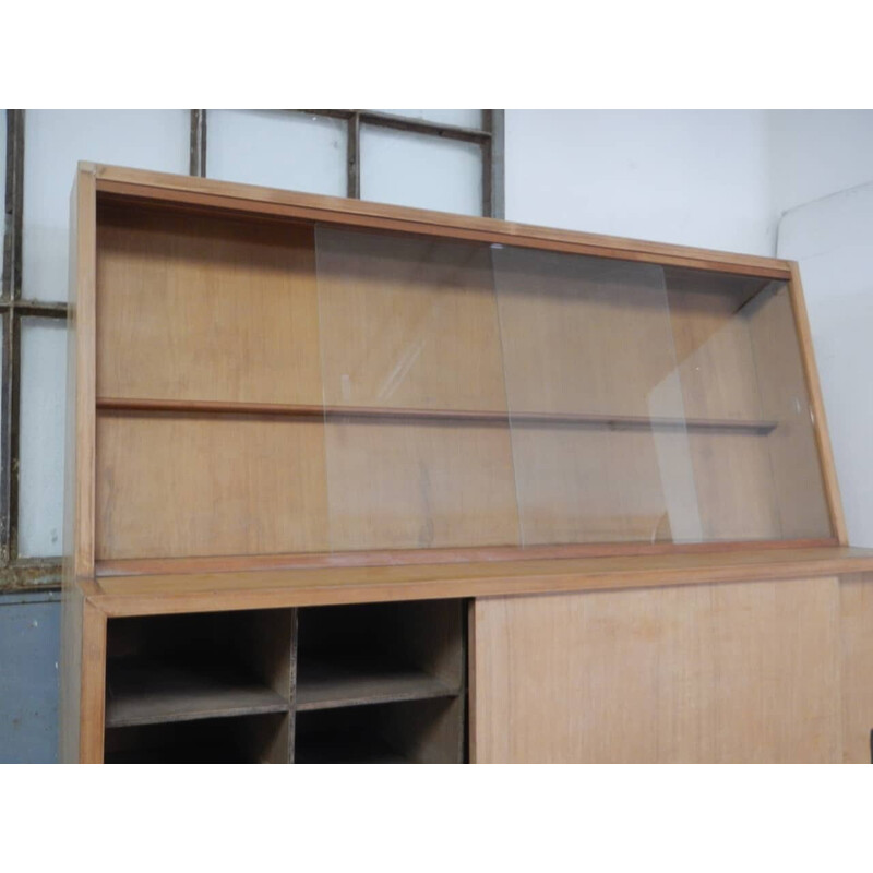 Vintage Spruce and compressed wood display cabinet