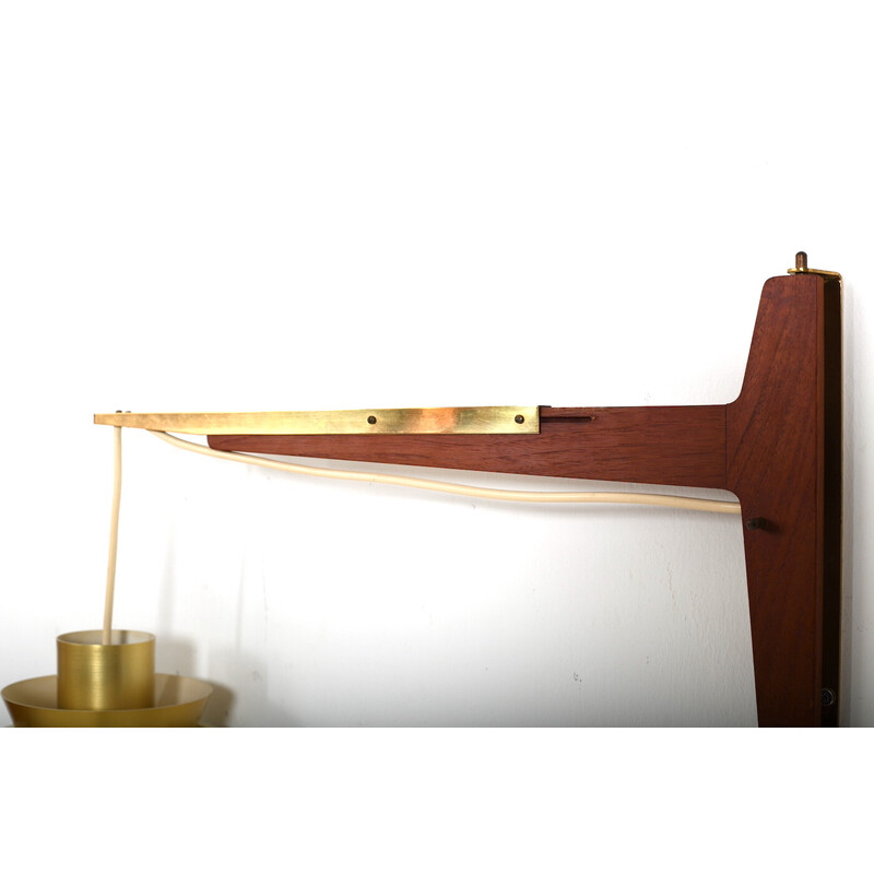 Vintage teak and brass wall lamp by Jorn Utzon for Nordisk Solar Infinitely, 1960s