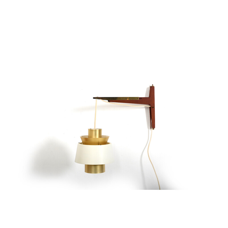 Vintage teak and brass wall lamp by Jorn Utzon for Nordisk Solar Infinitely, 1960s