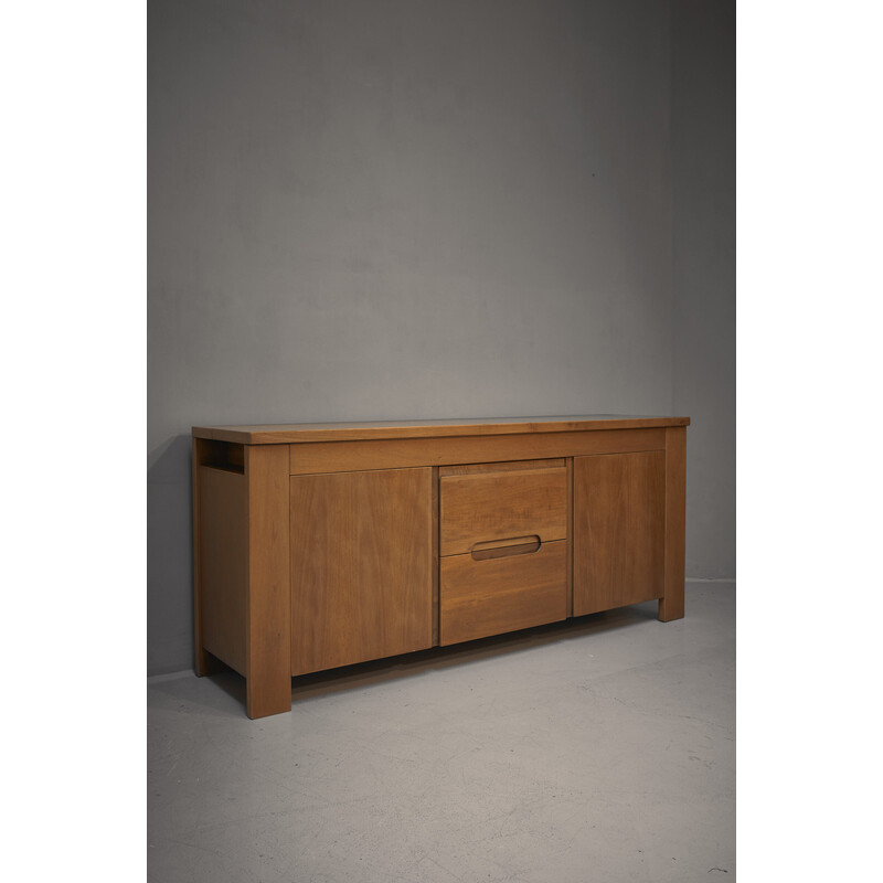 Brutalist vintage Italian wood sideboard, 1970s