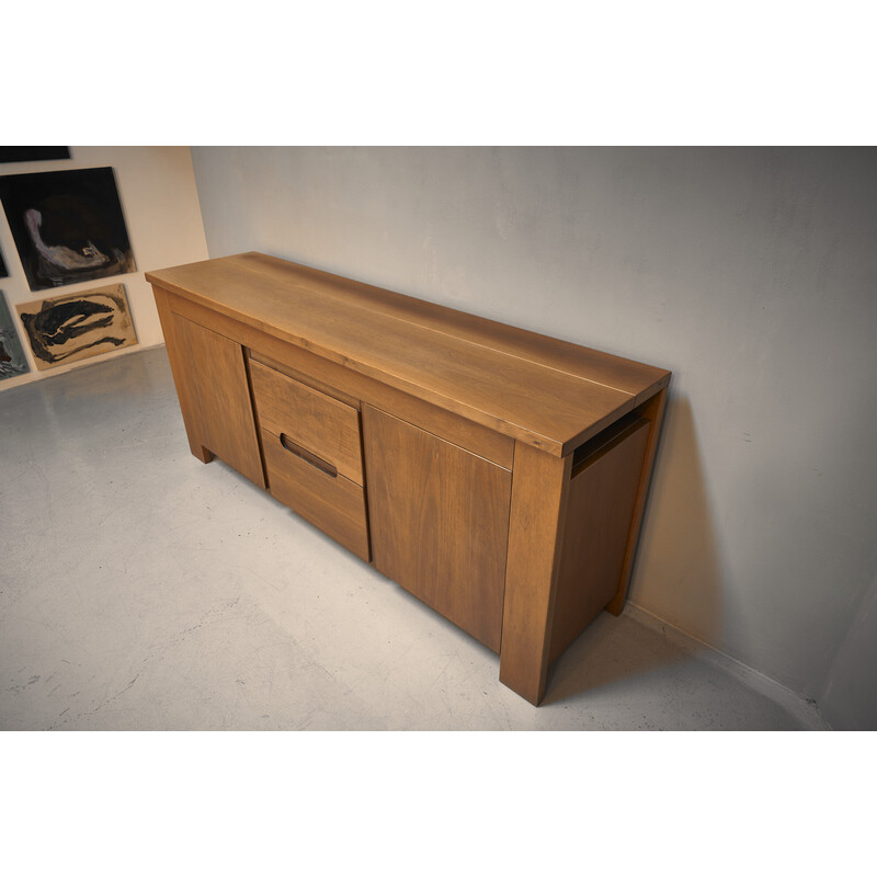 Brutalist vintage Italian wood sideboard, 1970s