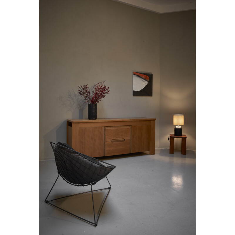 Brutalist vintage Italian wood sideboard, 1970s