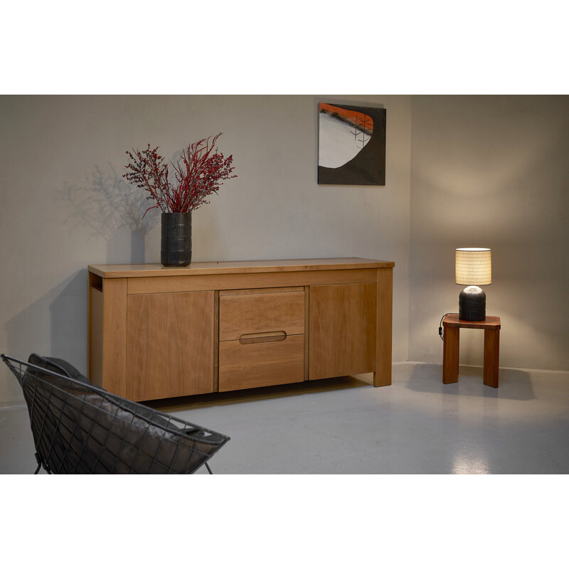 Credenza italiana vintage brutalista in legno, anni '70